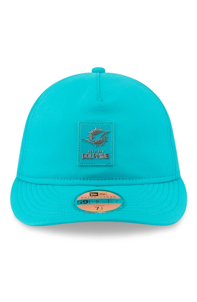 New Era Men's New Era Aqua Miami Dolphins 2025 Sideline Retro Crown 59FIFTY Fitted Hat, Alternate, color, Aqua