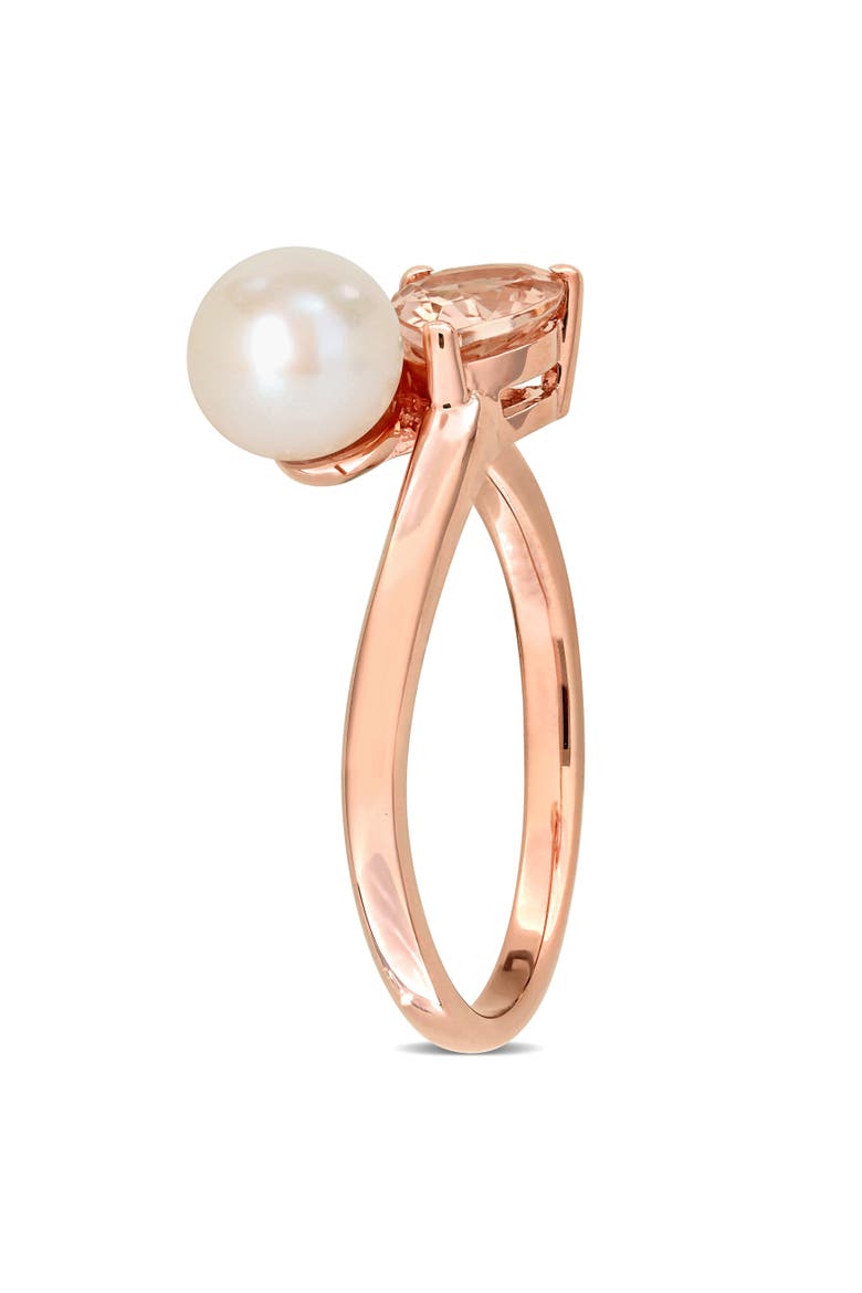 Cultured Pearl & Morganite 2-Stone Ring 10k, Alternate, color, Rose Gold