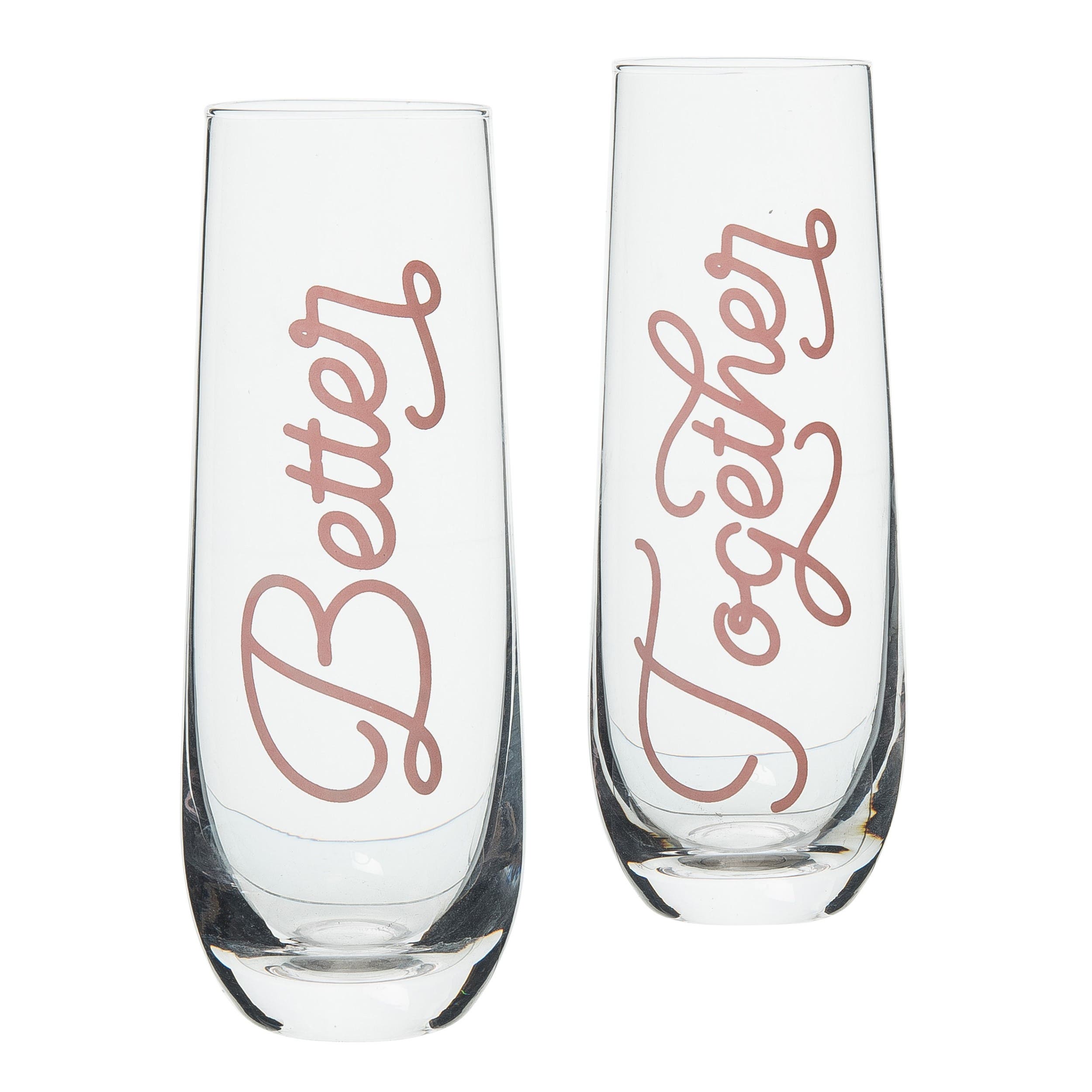 Totalee Gift Better/together Champagne Glass Set Of 2 Glass Clear 18 oz In Transparent