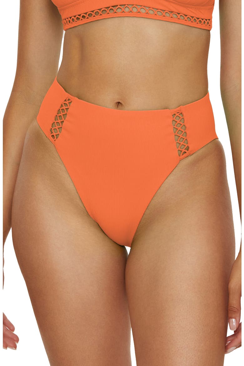 Modern Edge High Waist Bikini Bottoms, Main, color, CORAL ROSE