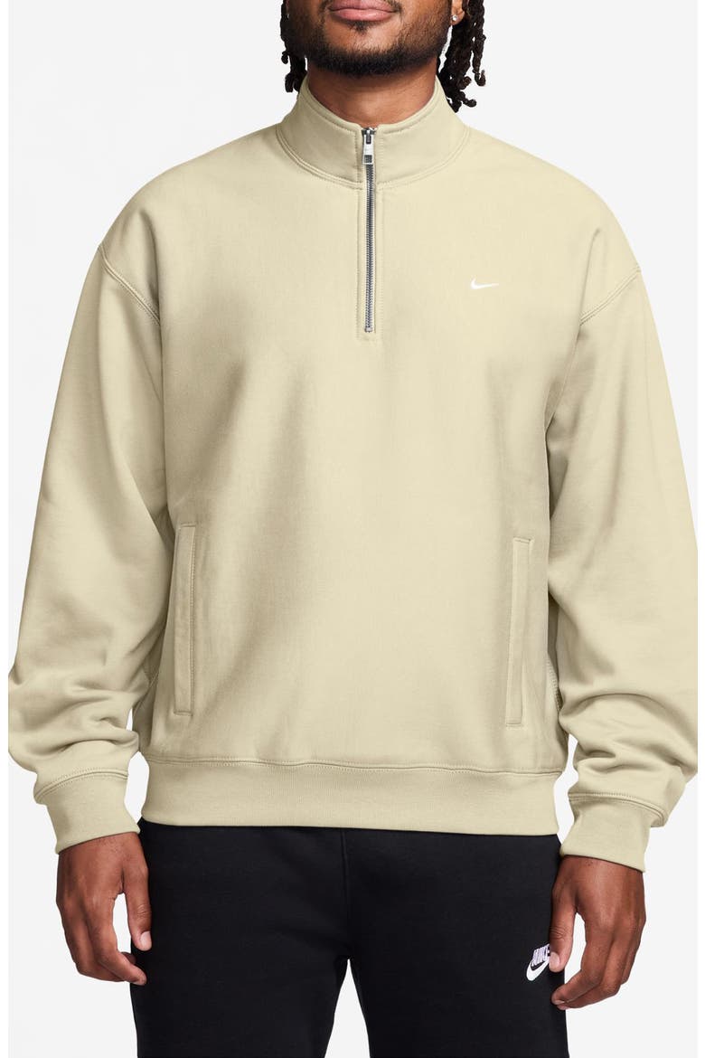 Solo Swoosh Fleece Quarter Zip Pullover, Main, color, COCONUT MILK/ WHITE