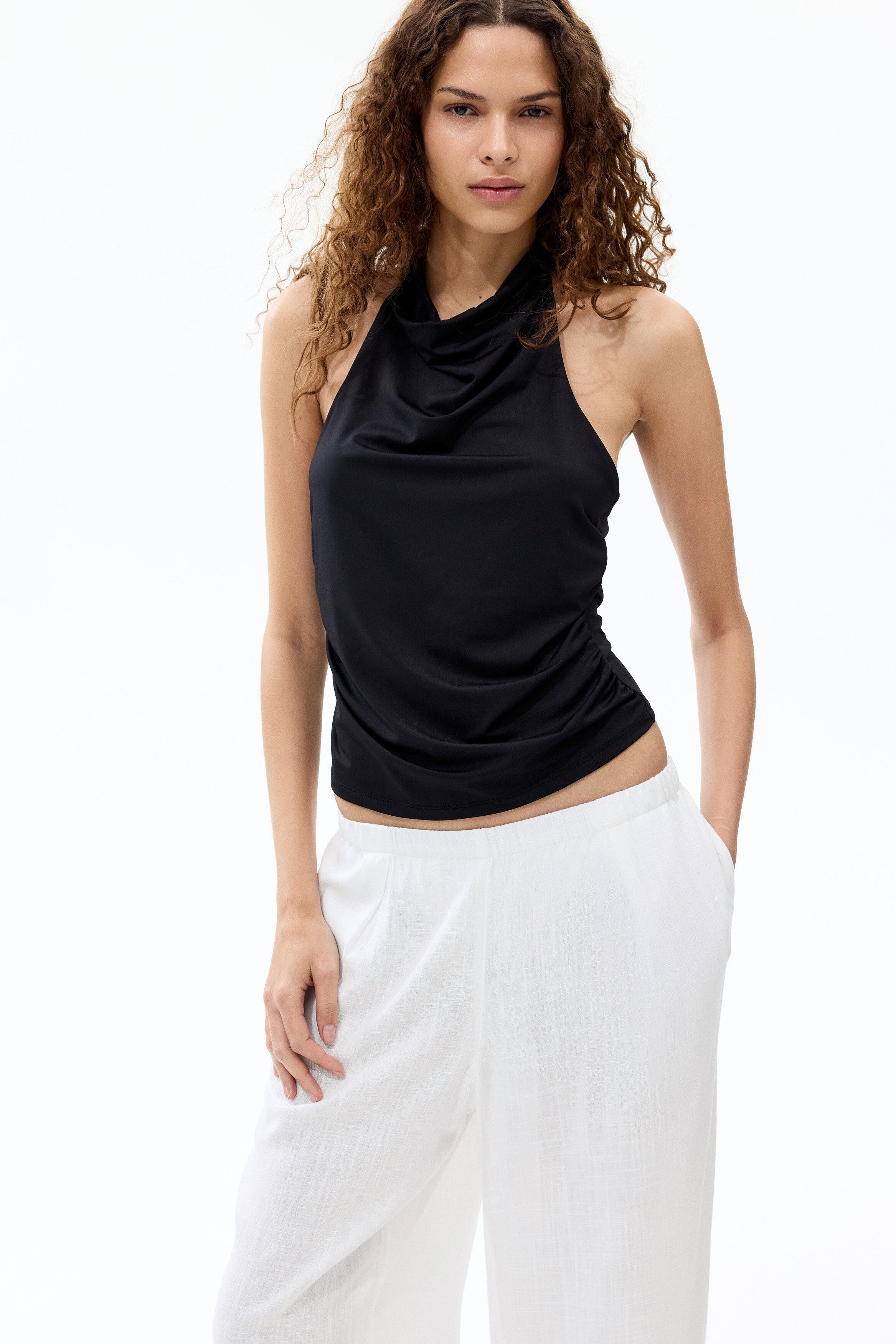 Wide-leg linen-blend pants - image 2