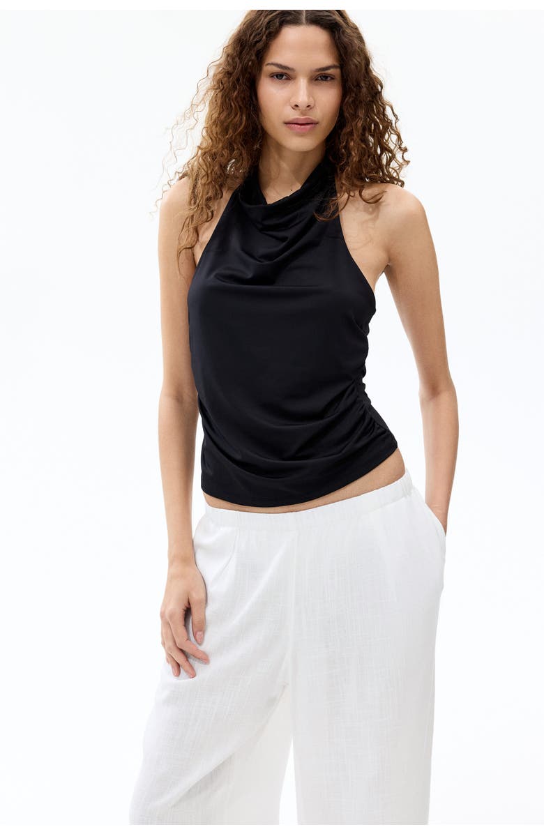 H&M Wide Linen-blend Trousers, Alternate, color, White