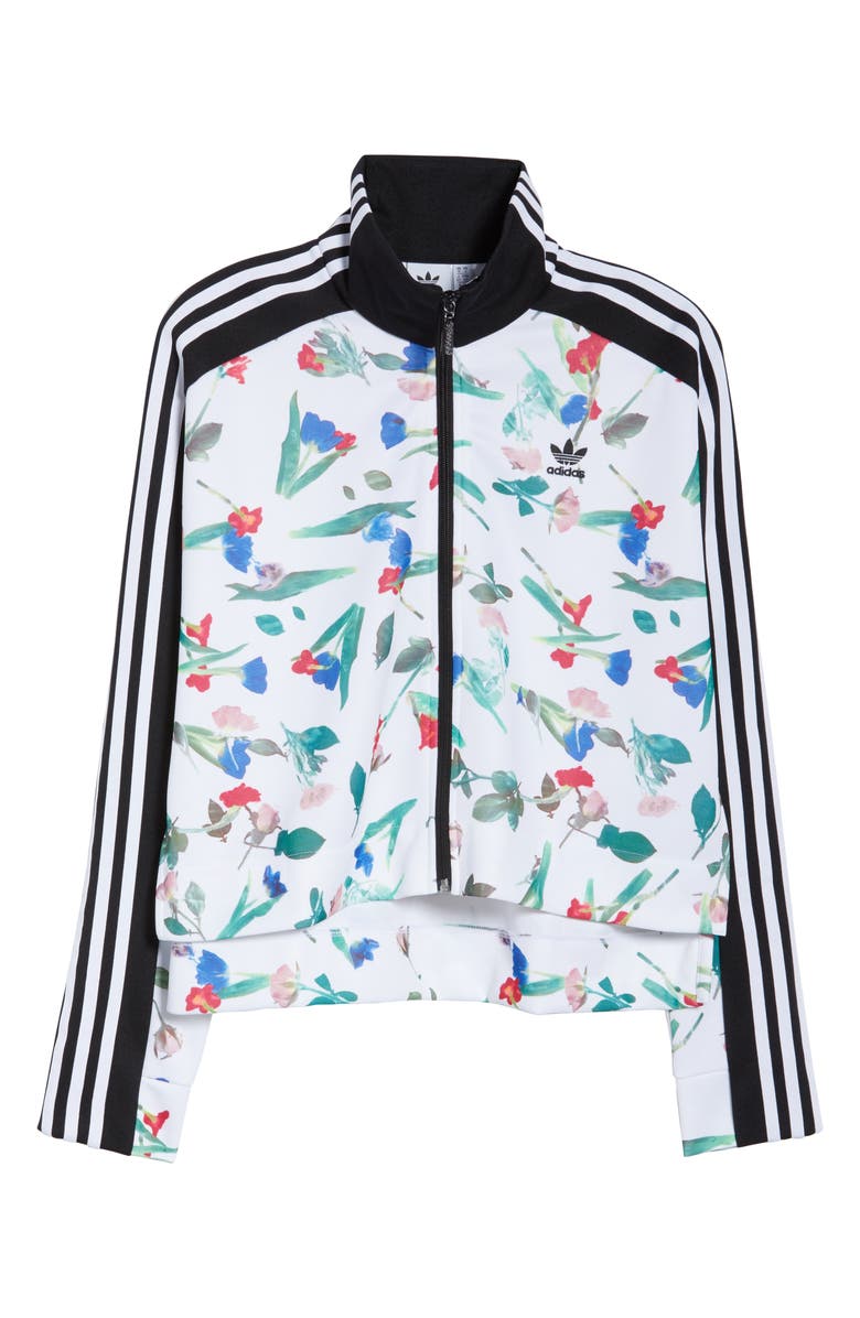 adidas Originals Floral Print Crop Track Jacket, Alternate, color, 