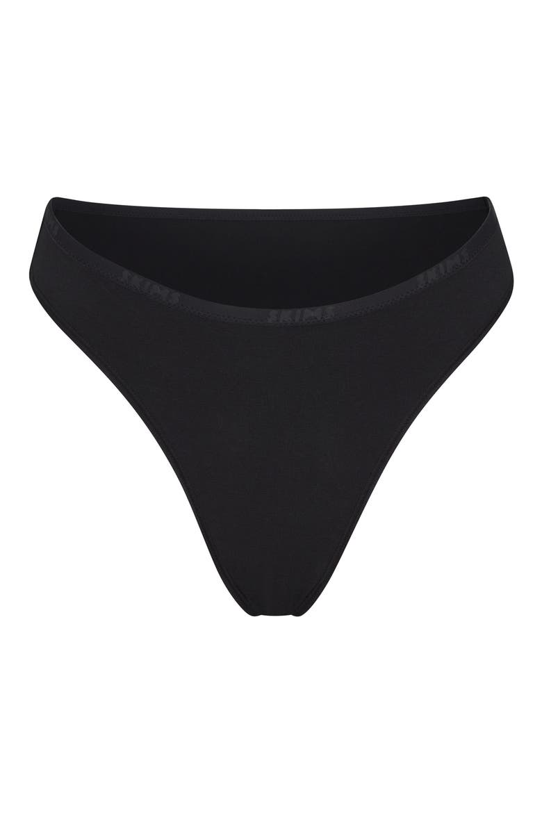 Stretch Cotton Logo High Leg Bikini, Alternate, color, SOOT