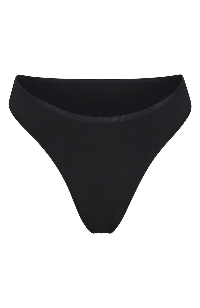 SKIMS Stretch Cotton Logo High Leg Bikini, Alternate, color, 