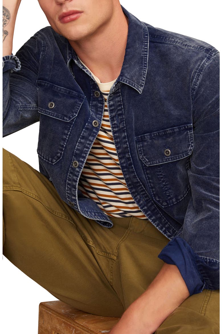 Indigo Cotton Corduroy Button-Up Shirt, Alternate, color, INDIGO