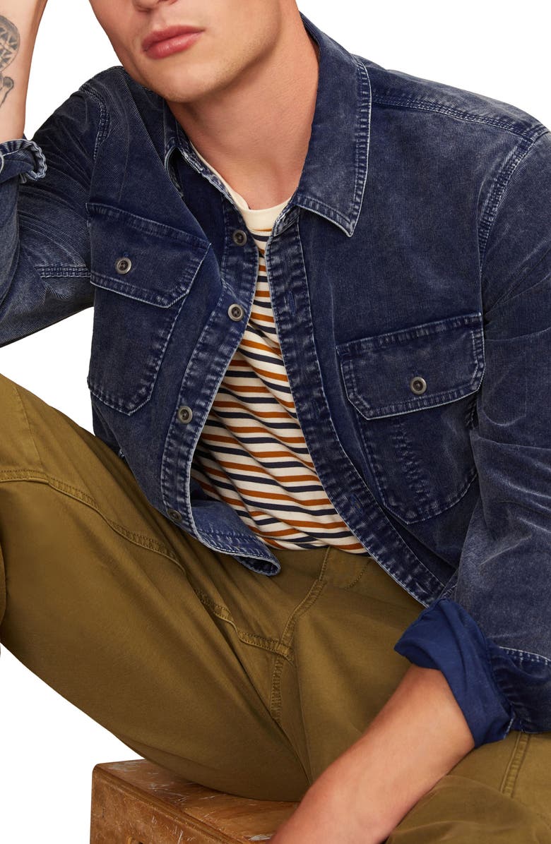 Lucky Brand Indigo Cotton Corduroy Button-Up Shirt, Alternate, color, Indigo