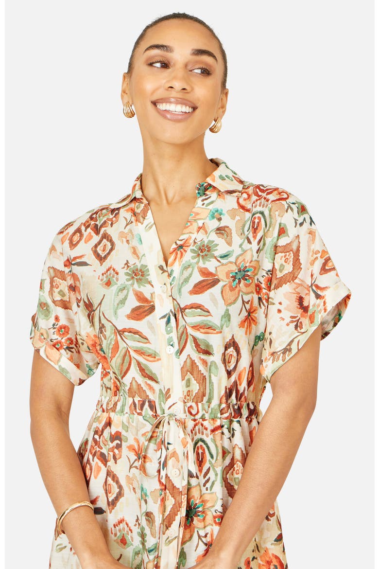Relaxed Boho Print Maxi Shirt Dress, Alternate, color, Ivory