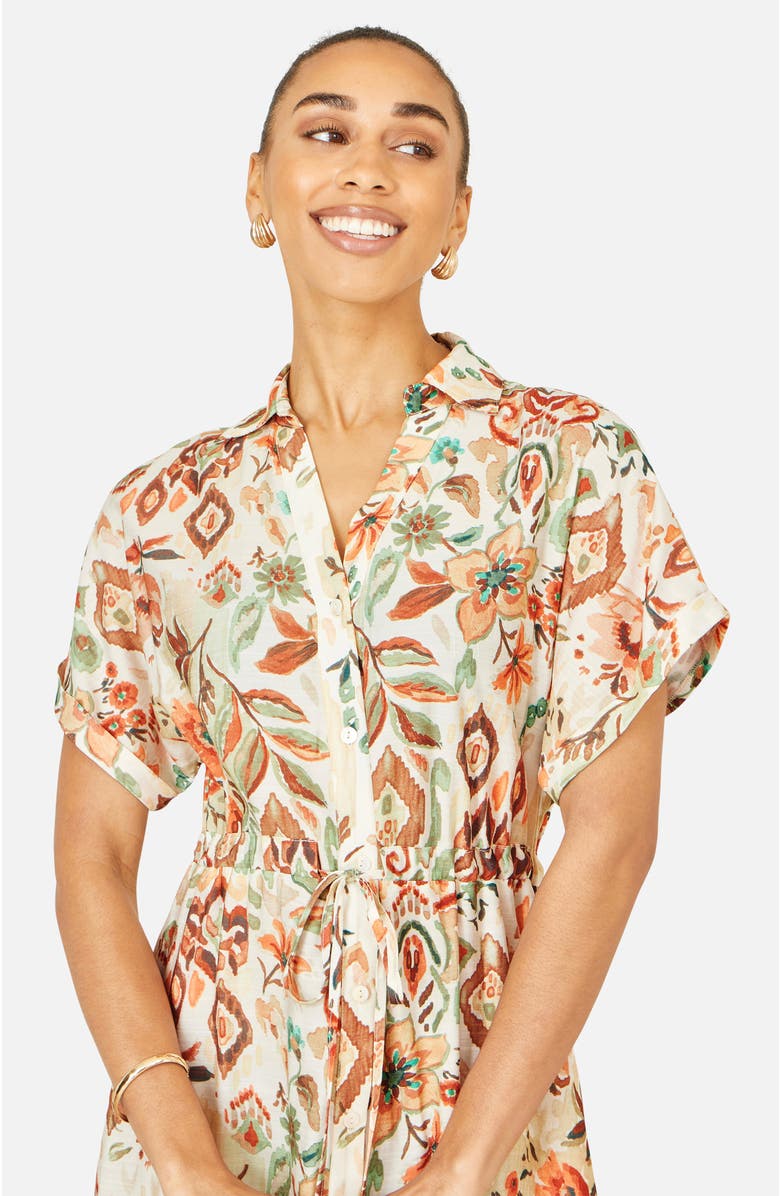 Yumi Relaxed Boho Print Maxi Shirt Dress, Alternate, color, Ivory