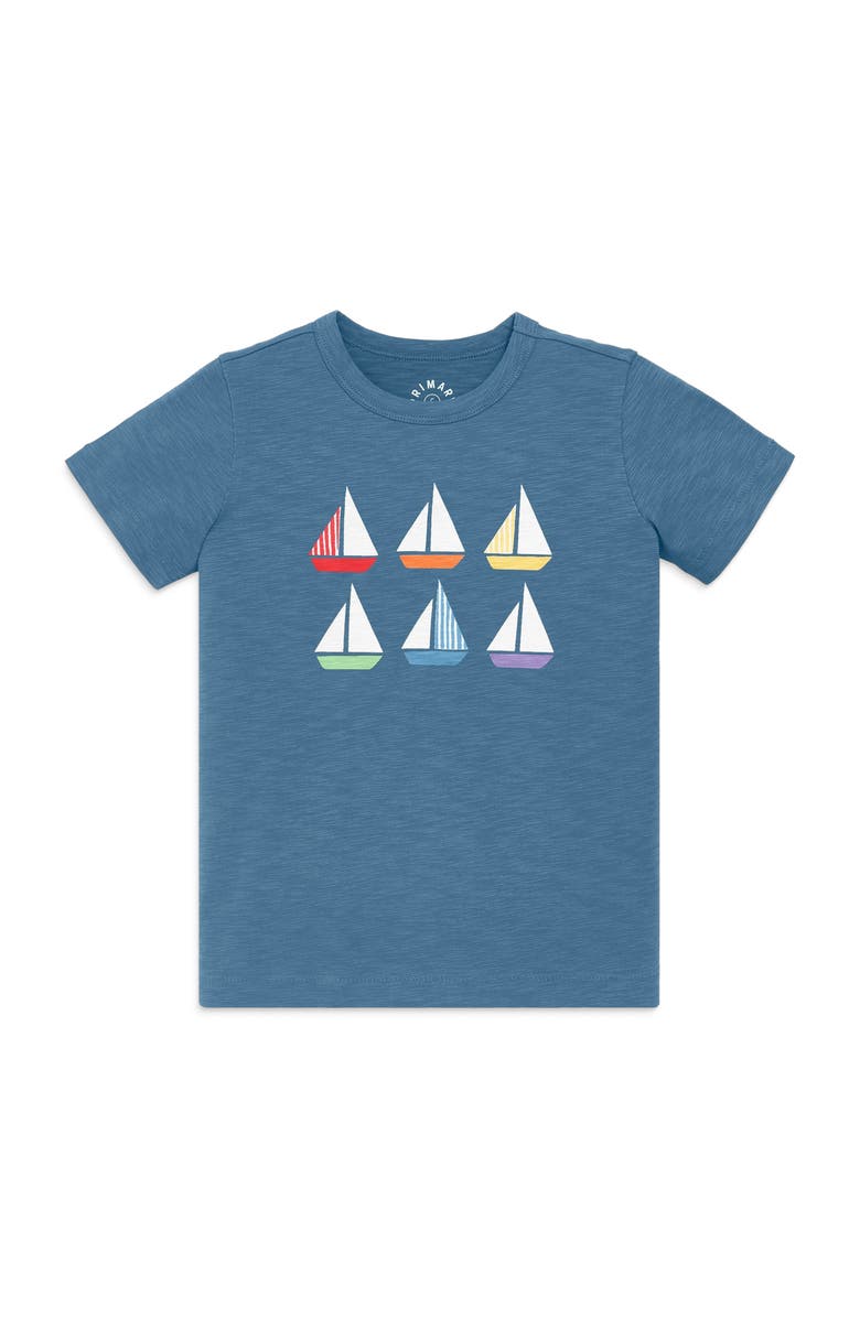 Primary Kids Rainbow Sailboats Tee, Main, color, Moonlight Rainbow Sailboats