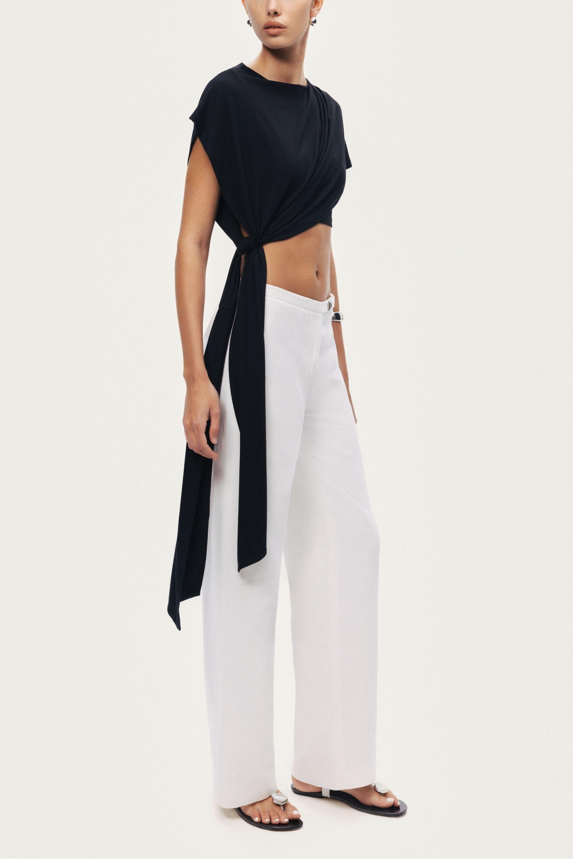 Asymmetric Tie-Front Crop Top - image 2