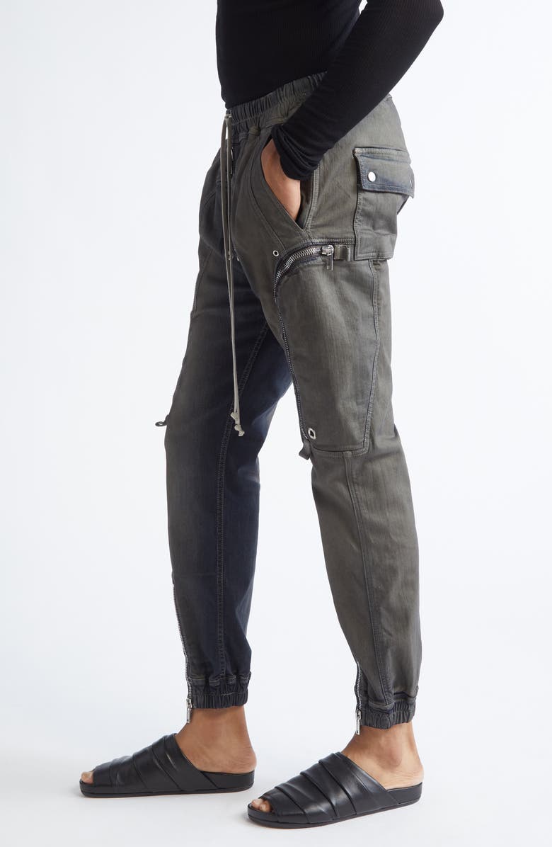 Rick Owens Bauhaus Denim Cargo Joggers, Alternate, color, Dark Dust Degrade