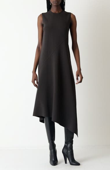 Michael Kors Collection Handkerchief Hem Long Sleeve Cashmere Rib Sweater  Dress | Nordstrom