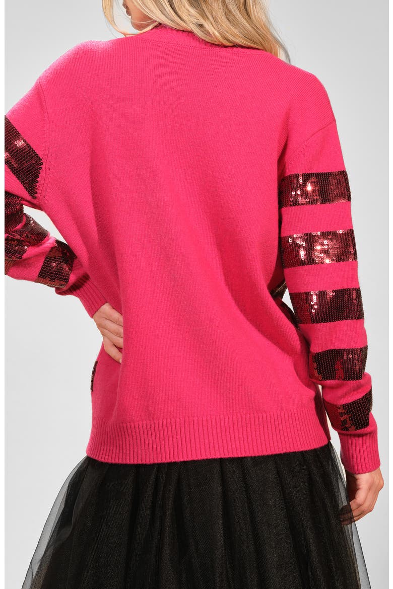 Stripe Sequin Cardigan, Alternate, color, CABARET/ BURGUNDY