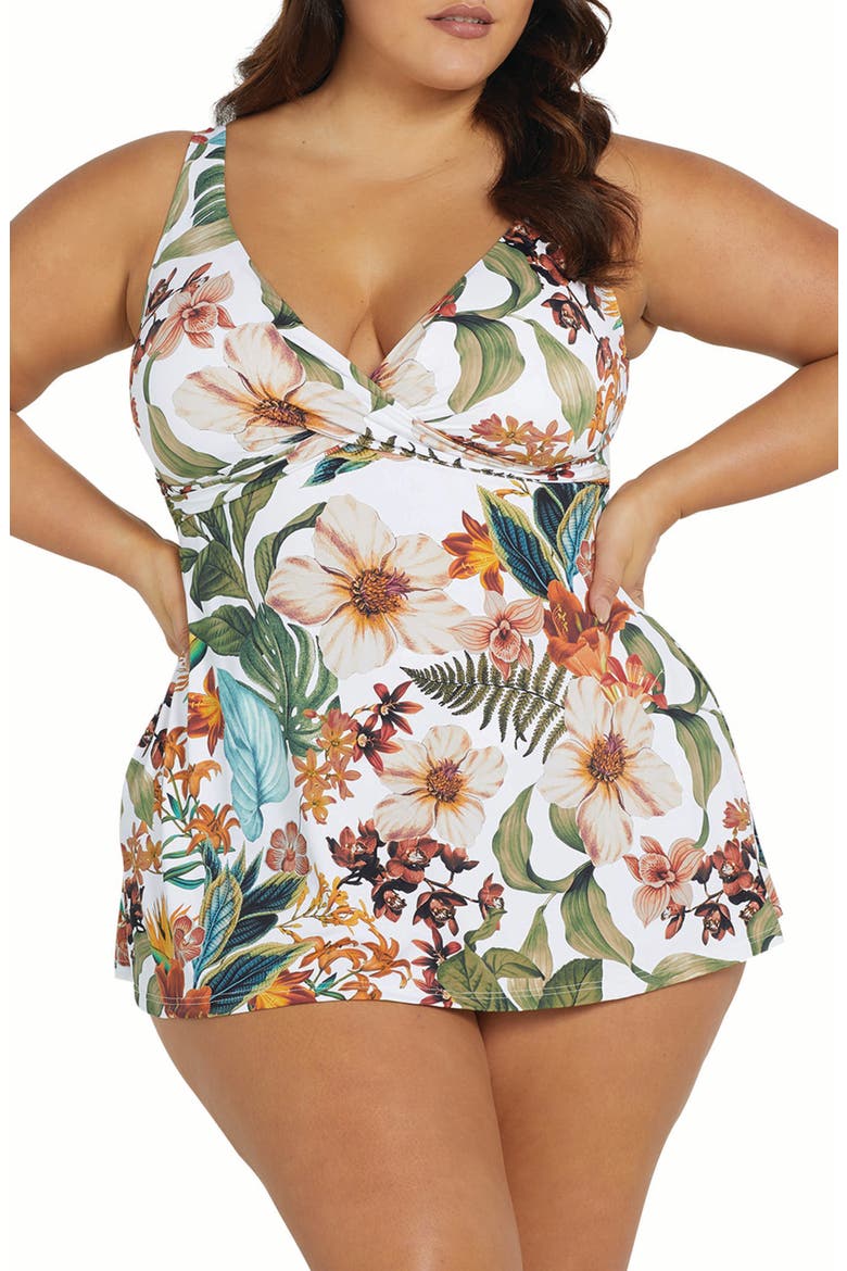 Into the Salt Delacroix Cross Front Swimdress, Main, color, WHITE
