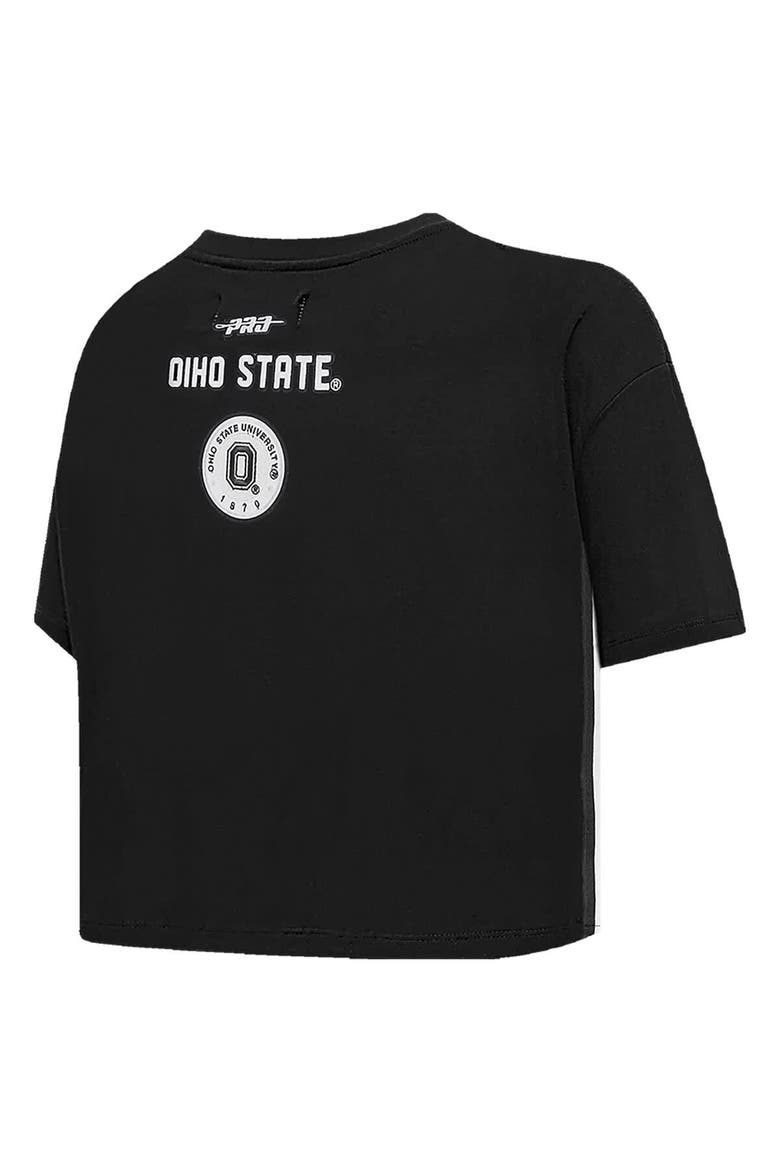 Women's Pro Standard Black Ohio State Buckeyes Rhinestone & Pearl Boxy Cropped T-Shirt, Alternate, color, Black