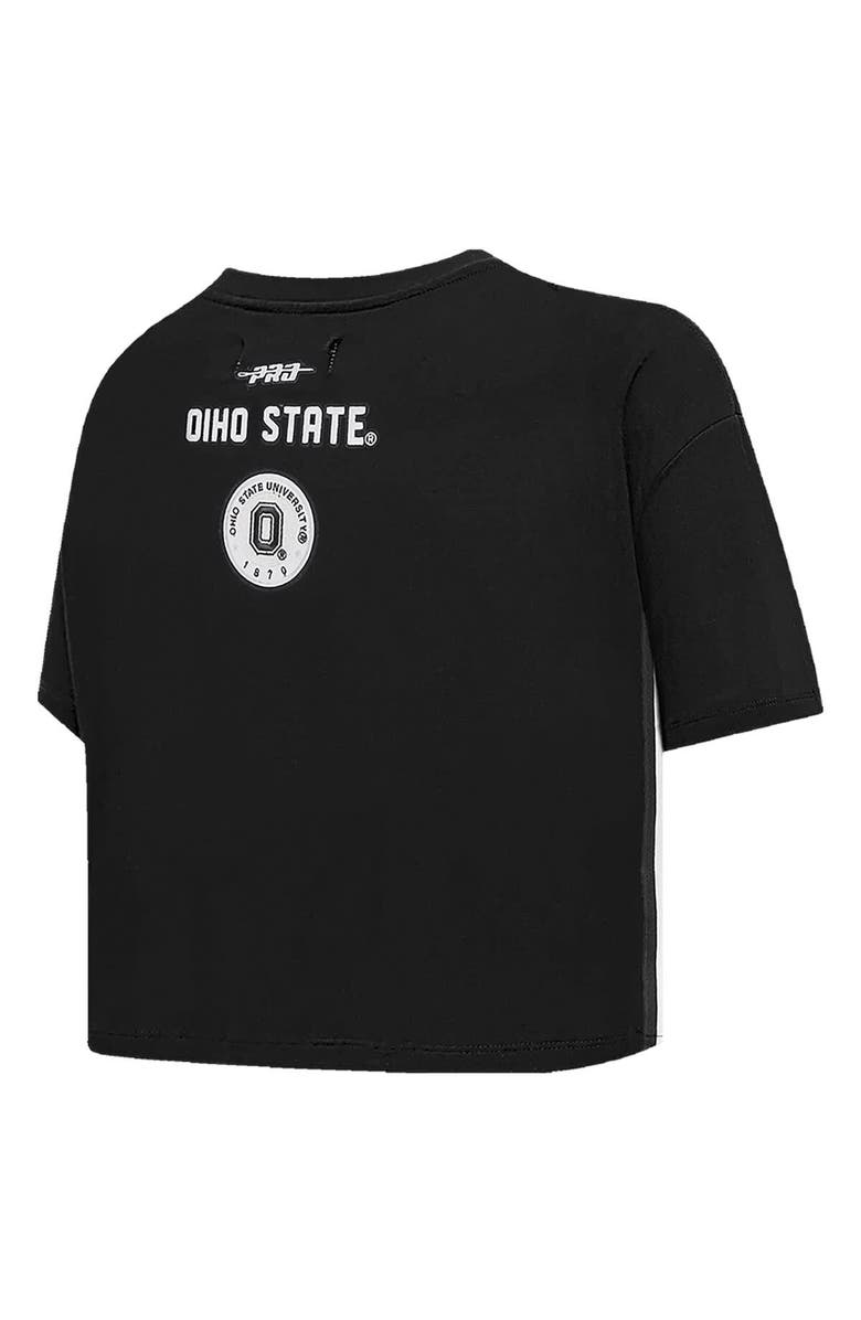 PRO STANDARD Women's Pro Standard Black Ohio State Buckeyes Rhinestone & Pearl Boxy Cropped T-Shirt, Alternate, color, Black