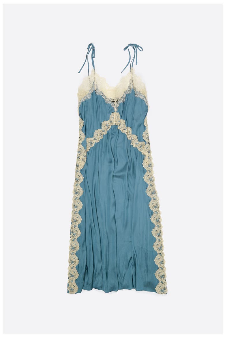 Lace Fluid Dress, Alternate, color, TEAL