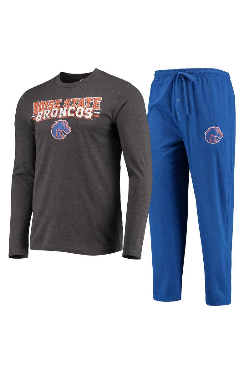 CONCEPTS SPORT Men's Concepts Sport Royal/Heathered Charcoal Boise State Broncos Meter Long Sleeve T-Shirt & Pants Sleep Set, Main, color, Royal