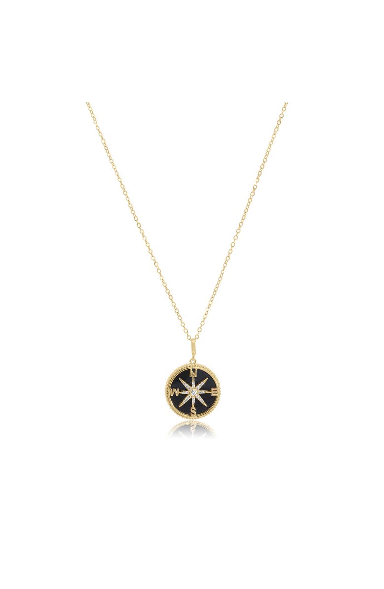 The Lovery Fine Jewelry Onyx Compass Necklace, Main, color, Onyx