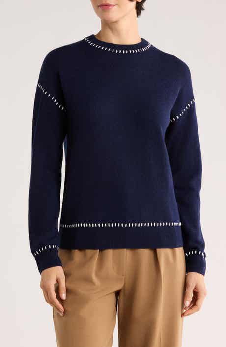 Bruno Magli Whipstitch Wool & Cashmere Blend Sweater