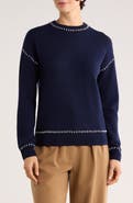 Bruno Magli Whipstitch Wool & Cashmere Blend Sweater