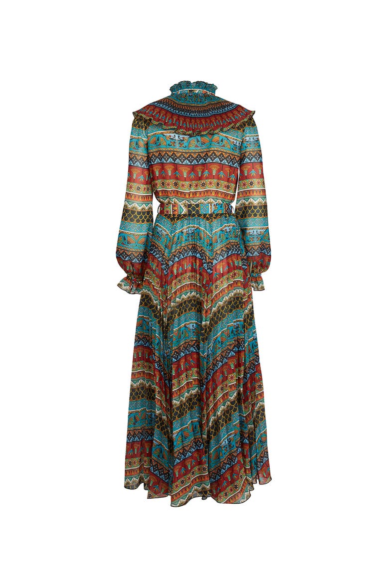 Nefertiti Midi Dress Giza Placée Turquoise, Alternate, color, Giza Placée Turquoise