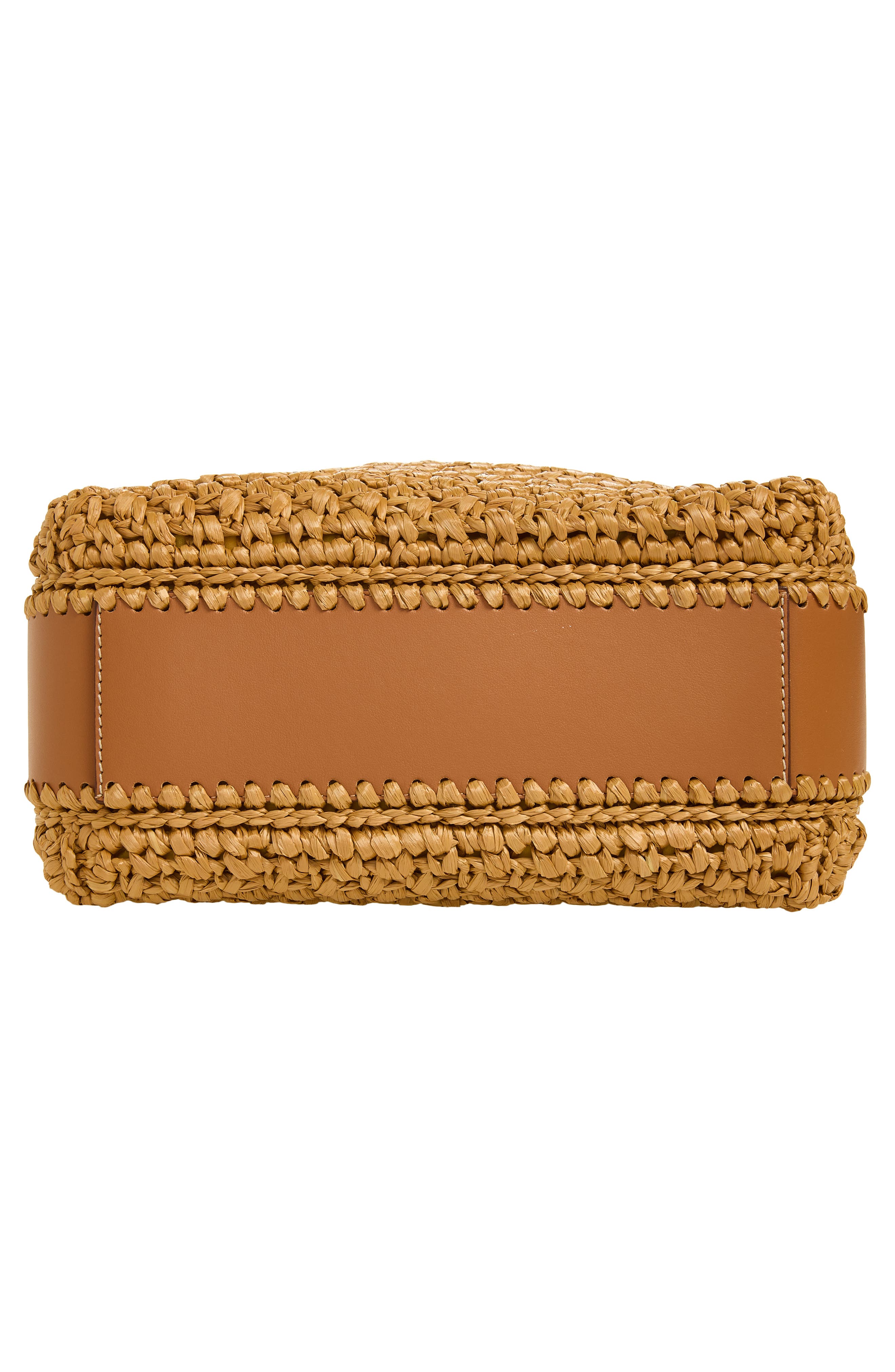 Tod's T Timeless Crochet Raffia & Leather Bucket Bag, Alternate, color, Naturale/ Kenia
