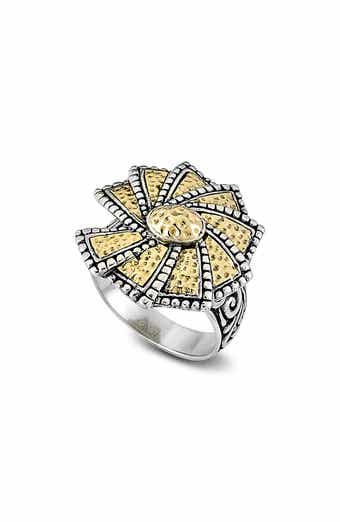 Two-Tone Hammered Wheel Ring