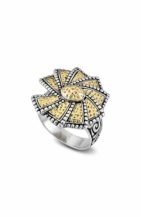 SAMUEL B. Two-Tone Hammered Wheel Ring