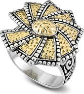 SAMUEL B. Two-Tone Hammered Wheel Ring