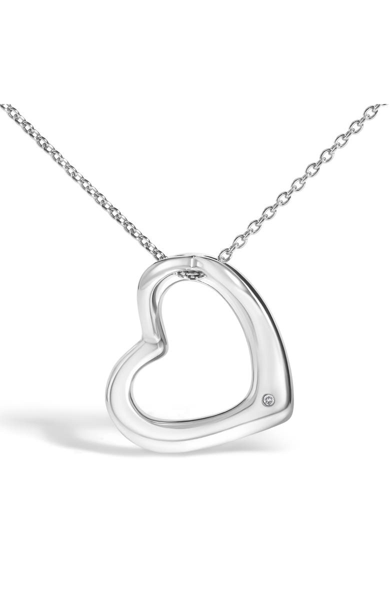 Haus of Brilliance Sterling Silver Bezel Set Diamond Accent Heart Pendant Necklace, Alternate, color, Silver