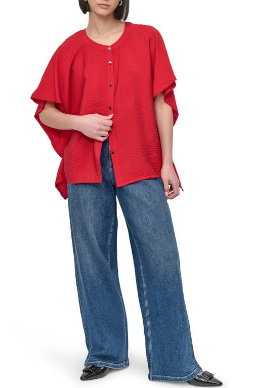 Dkny Textured Voile Button-up Shirt In Red