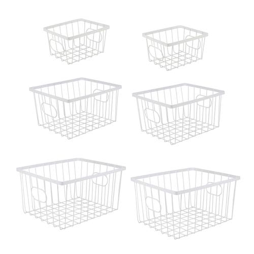 Happimess Camden Vintage Industrial Handmade Wire Metal Nesting Storage Baskets In White