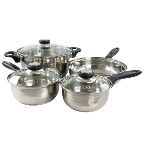 Lybra 7 Piece Two Tone Polished Stainless Steel Cookware Set
