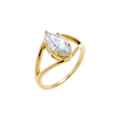 Moissanite Marquise Double Band Ring
