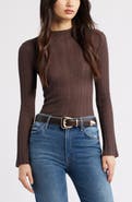 Open Edit Open Stitch Linen Blend Mock Neck Sweater