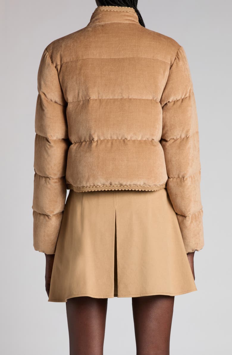 Moncler Essarts Down Corduroy Puffer Jacket, Alternate, color, Camel