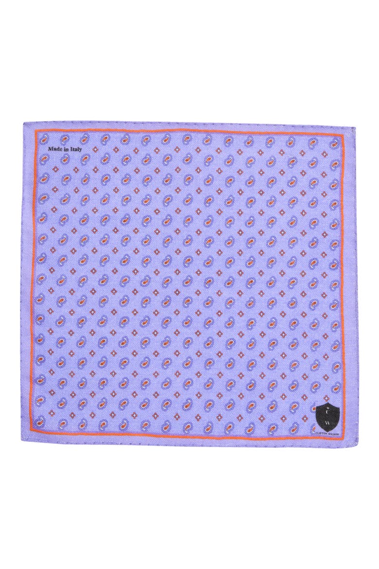 Paisley Wool Pocket Square, Alternate, color, PERIWINKLE
