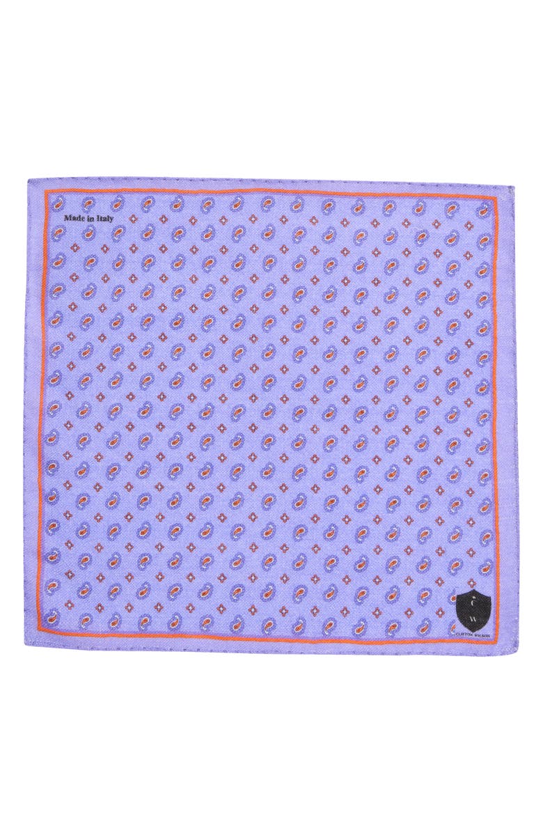 CLIFTON WILSON Paisley Wool Pocket Square, Alternate, color, Periwinkle