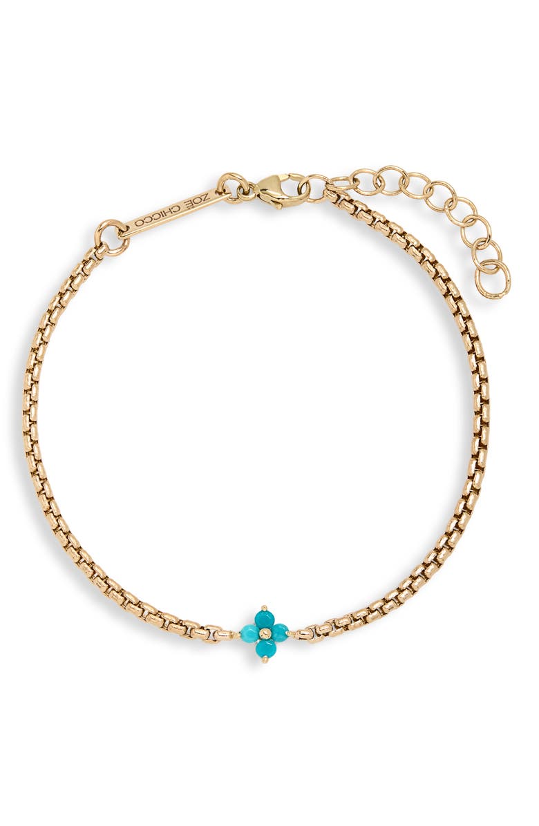 Zoë Chicco 14K Gold Turquoise Quad Bracelet, Main, color, 14K Yellow Gold / Turquoise