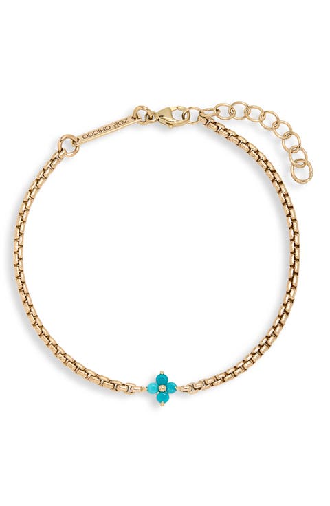 14K Gold Turquoise Quad Bracelet