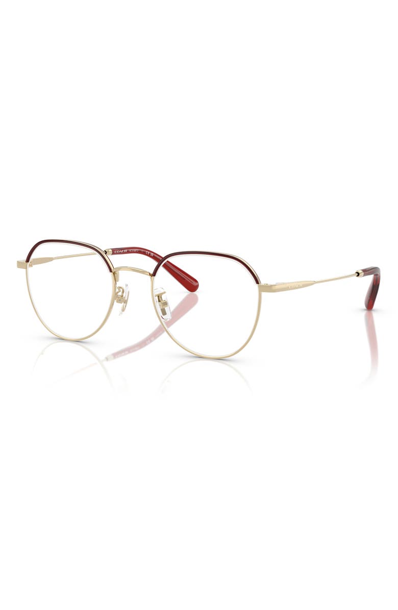 COACH 51mm Round Optical Glasses, Alternate, color, Gold / Rooibos / Demo Lens