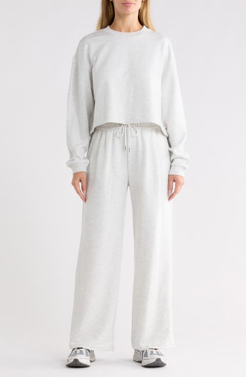 Marvelle Crewneck Sweatshirt & Wide Leg Pants Lounge Set
