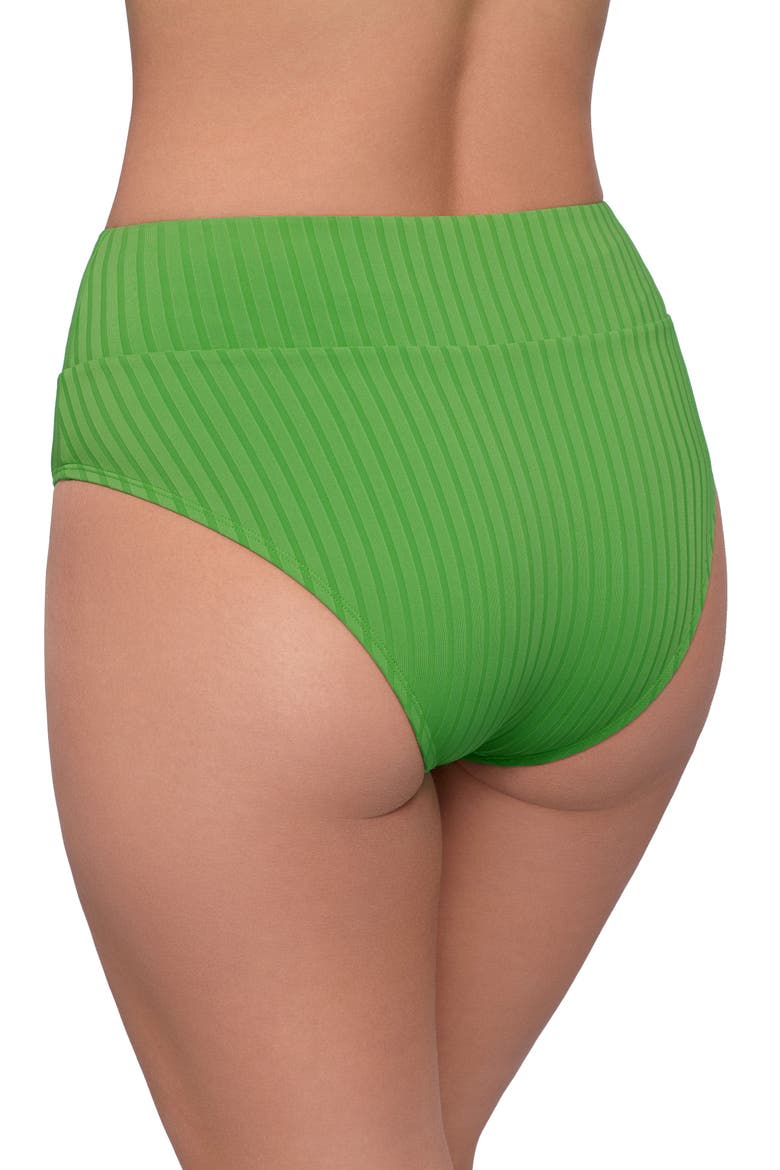 Smoothing and Sculpting Ribbed Banded High-Waist Bikini Swimsuit Bottoms, Alternate, color, Serpentine