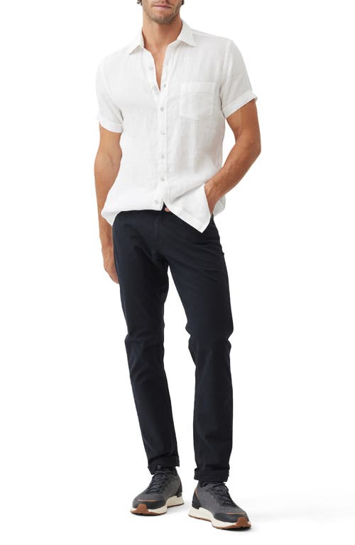 Rodd & Gunn Palm Beach Sports Fit Short Sleeve Linen Button-up Shirt In Snow
