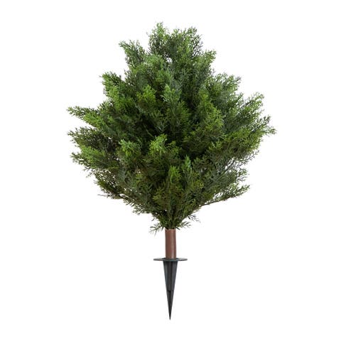 3-ft UV Resistant Artificial Cedar Bush with Integrated Ground Stake (Indoor/Outdoor)