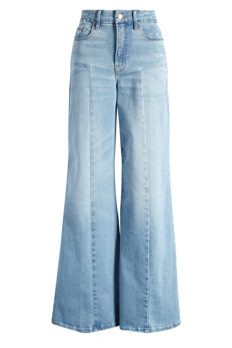 Good Waist Distressed Palazzo Jeans, Alternate, color, INDIGO417