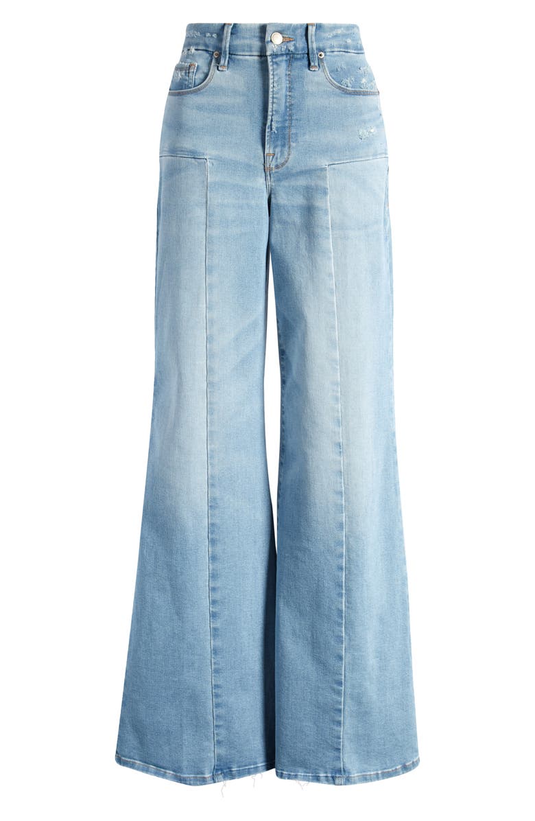 Good American Good Waist Distressed Palazzo Jeans, Alternate, color, Indigo417